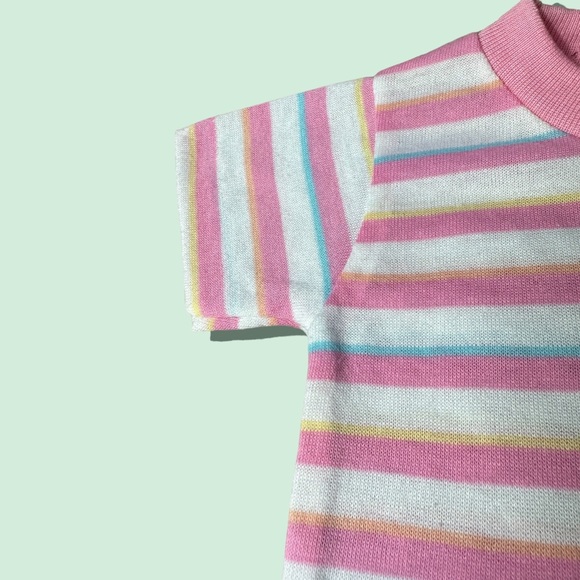 Vintage Baby Pastel Stripe Bunny Easter Spring Tee Shirt Single Stitch Size 12 M - Picture 6 of 8